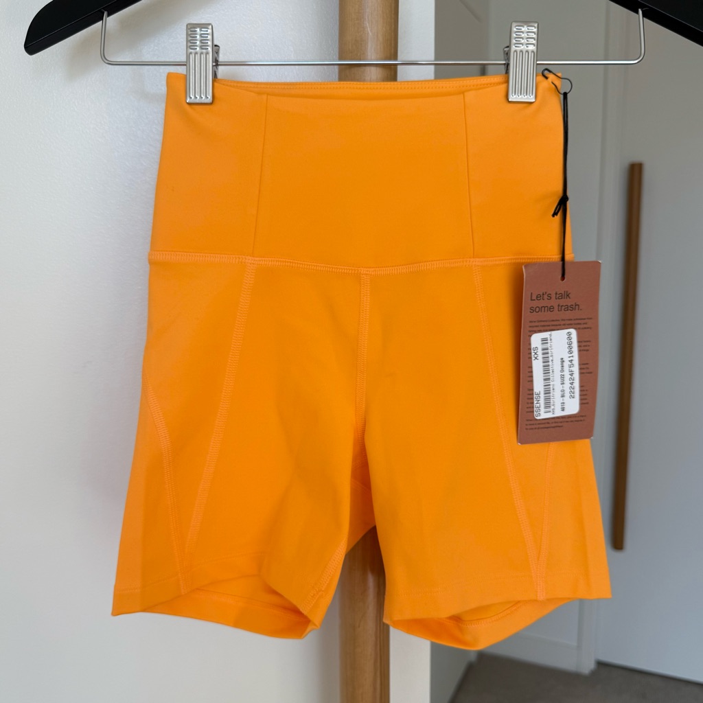 Brand New Girlfriend Collective Orange HighRise Run Bike Shorts Retail 65